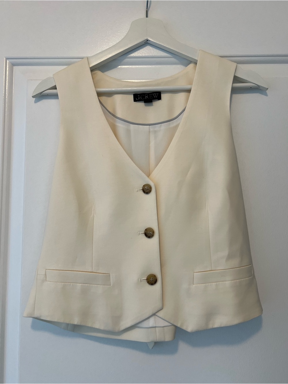 J. Crew Cream Button-Front Vest